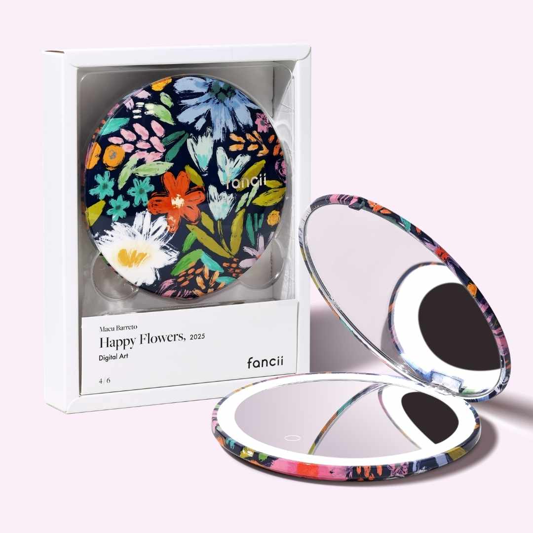 Mini Taylor LED Compact Mirror | Happy Flowers - Image 3