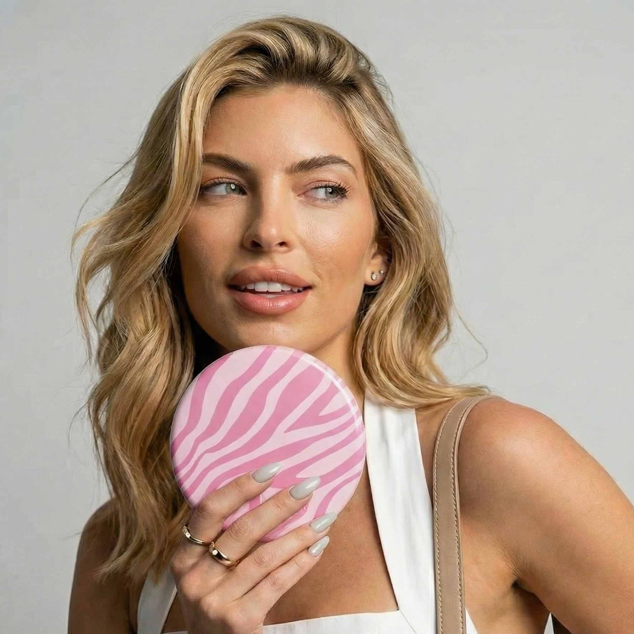 Taylor LED Compact Mirror | Blush Zebra - Image 6