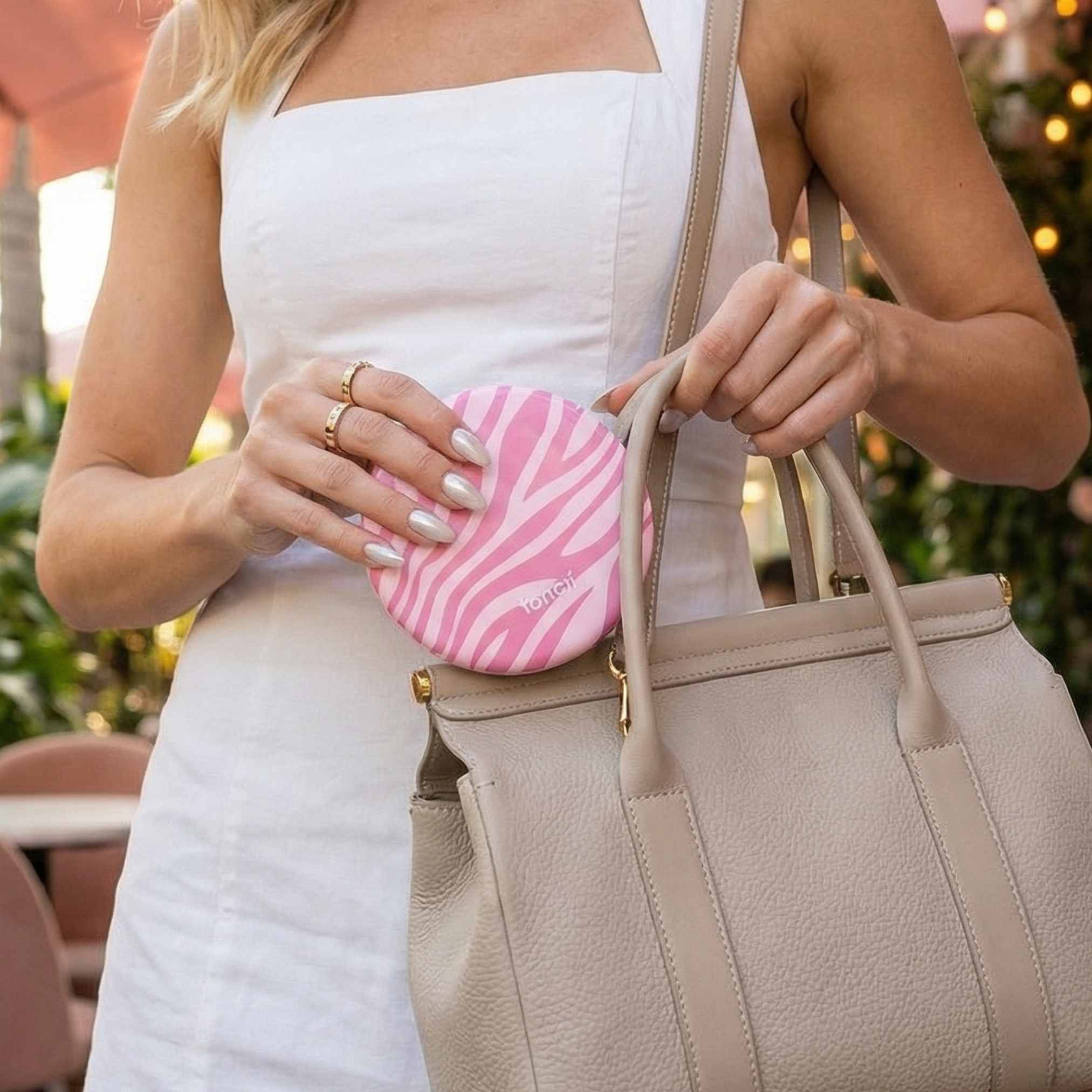 Taylor LED Compact Mirror | Blush Zebra - Image 4